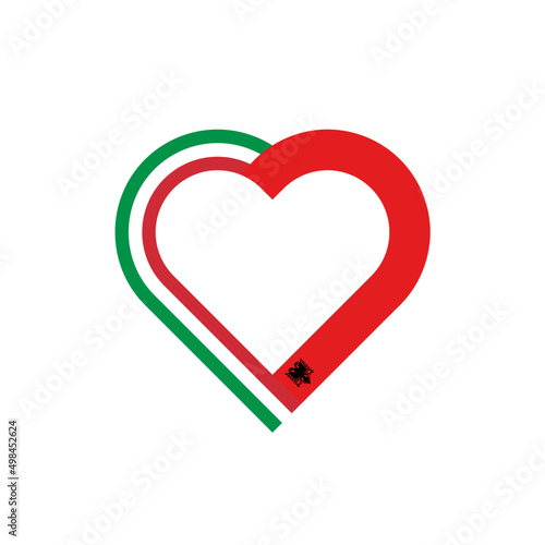 heart ribbon icon of italy and albania flags. vector illustration isolated on white background