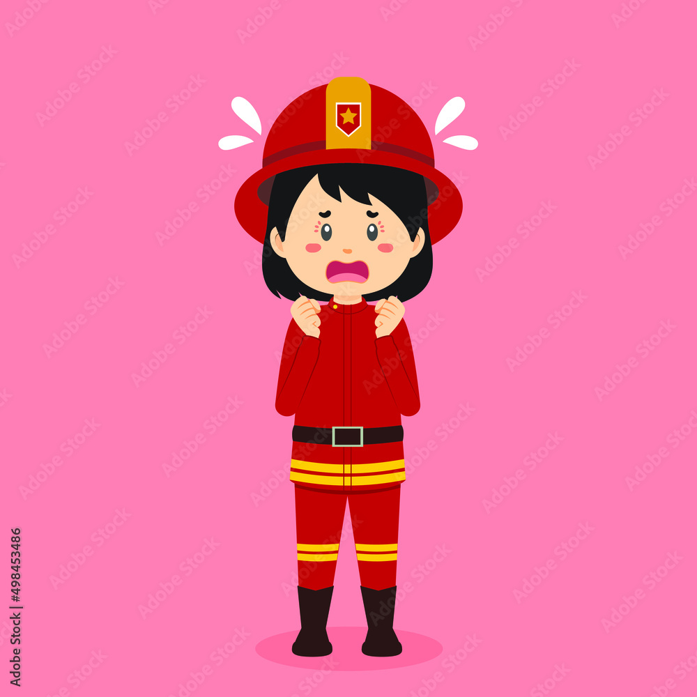 Stock Vector Confused Firefighters Woman Stock Vector Confused Firefighters Woman