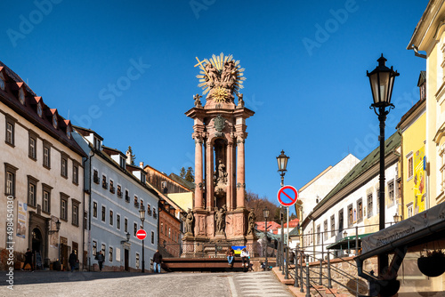 Plague column in historic town Banska Stiavnica in Slovakia