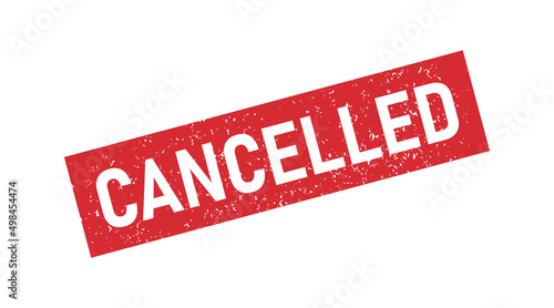 Grunge red cancelled word rubber stamp. Cancel sign sticker. Grunge vintage square label. Vector illustration isolated on white background.