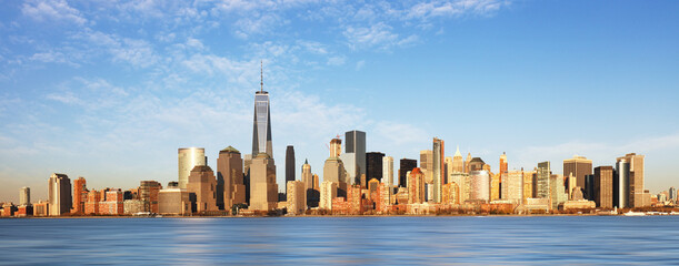 Downtown New York skyline panorama from Liberty State park, USA