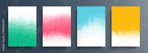 Summertime theme collection with abstract smoke color gradients. Summer season color backgrounds set for your seasonal graphic design. Vector illustration.