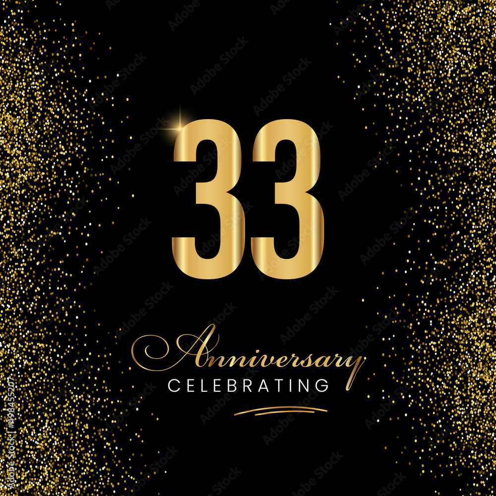 33 Year Anniversary Celebration Vector Template Design. 33 years golden ...