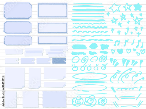 見出し素材と手描きの蛍光ペンで描いたライン　 Hand drawn