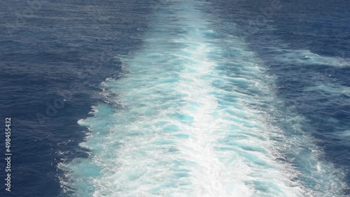 Wake from a ship,  a curise ship in the Atlantic ocean. photo