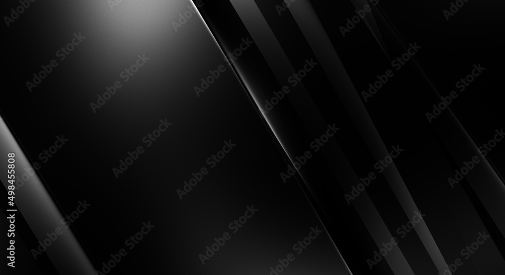 3d style black background with geometric layers. Abstract  dark futuristic wallpaper. Elegant glossy stripes backdrop. Geometrical template design for poster, brochure, presentation, website.