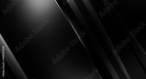 3d style black background with geometric layers. Abstract  dark futuristic wallpaper. Elegant glossy stripes backdrop. Geometrical template design for poster  brochure  presentation  website.