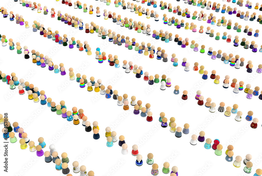 Cartoon Crowd, Line Queues Divided Cartoon Crowd, Line Queues Divided