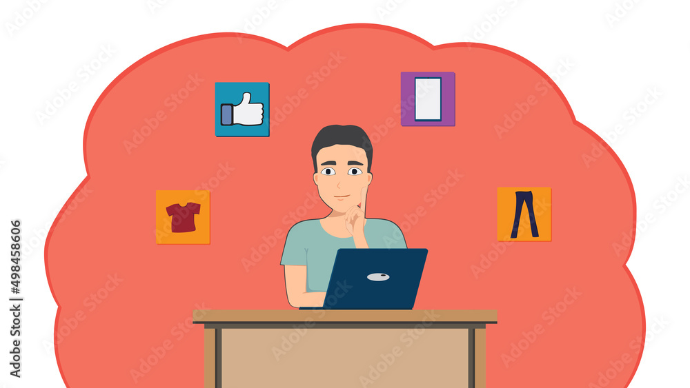 business man at office work with online payment, shopping online. Vector Illustration business man at office work with online payment, shopping online. Vector Illustration