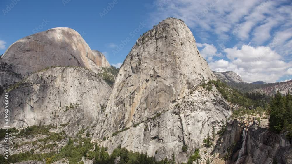 Timelapse in Yosemite National Park with clouds and waterfall Timelapse in Yosemite National Park with clouds and waterfall