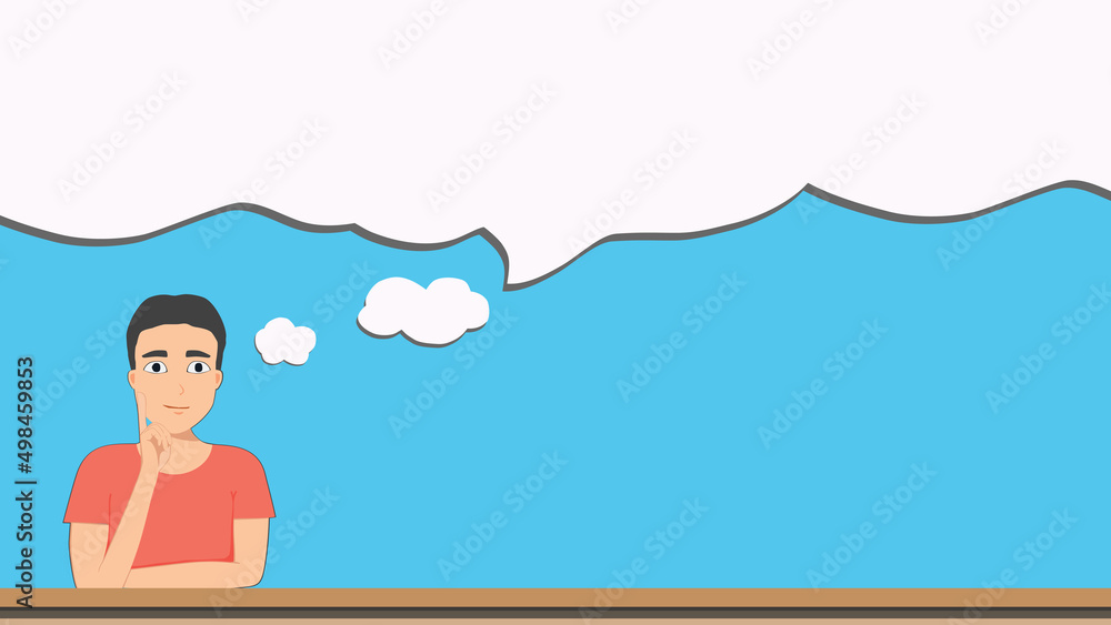 business man thinking at office work with speech bubbles. Vector Illustration business man thinking at office work with speech bubbles. Vector Illustration