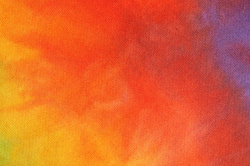 Abstract tie dye multicolor fabric cloth Boho pattern texture for background or groovy wedding card, sale flyer, 60s, 70s poster, kid tie-dye diy backdrop. Modern Watercolor Wet Brush Fabrics Art