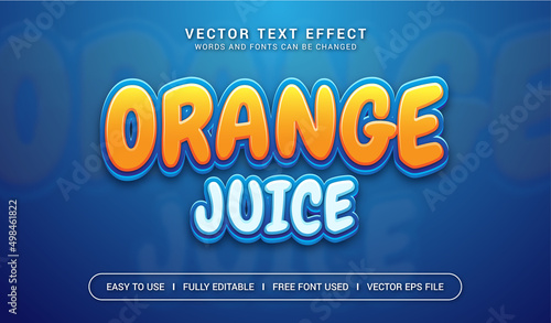 Orange Juice Editable Vector Text Effect.