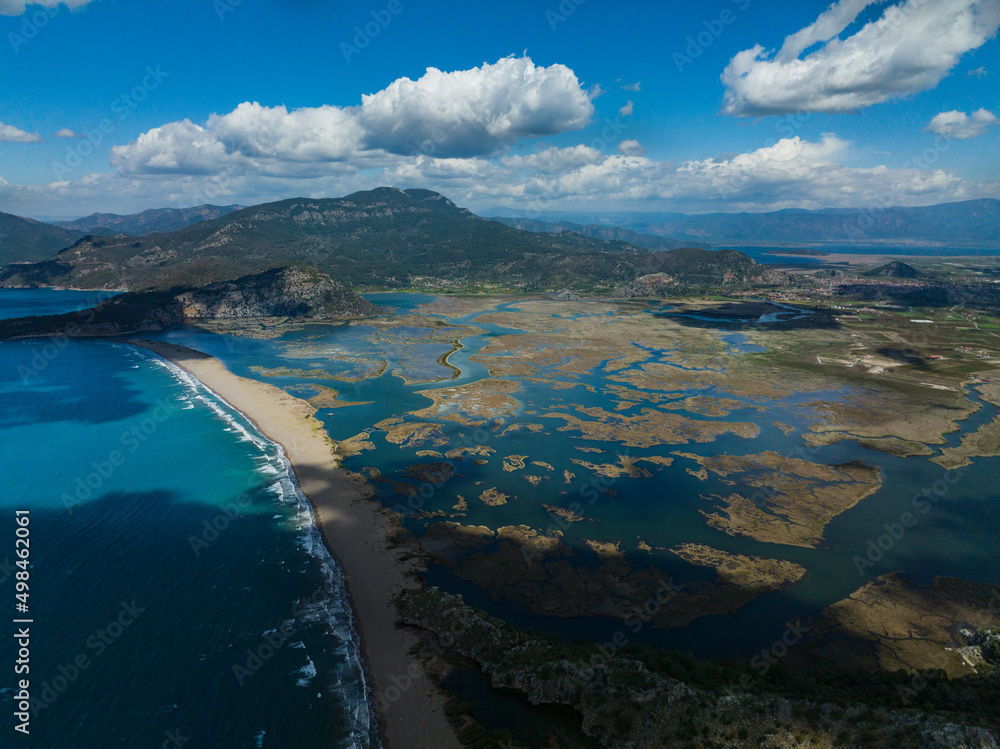 Iztuzu Beach Drone Photo, Spring Season April 2022, Dalyan Mugla Turkey