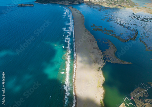Iztuzu Beach Drone Photo, Spring Season April 2022, Dalyan Mugla Turkey © raul77