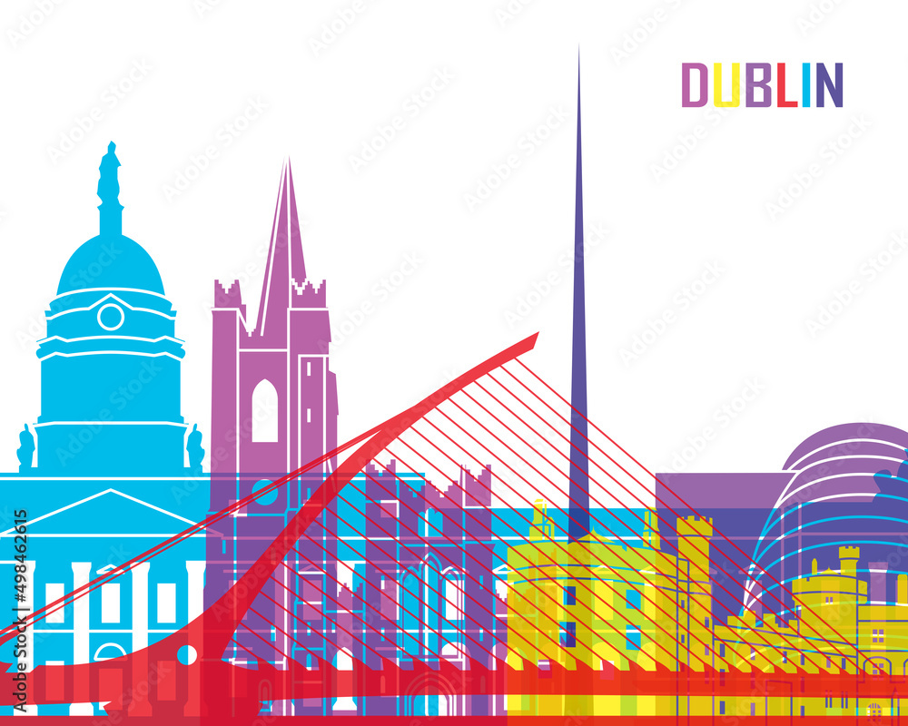 Naklejka premium Dublin skyline pop