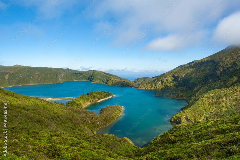Lagoa do Fogo, volcanic crater lake at Sao Miguel, Azores
