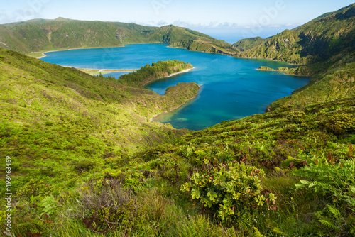 Lagoa do Fogo, volcanic crater lake at Sao Miguel, Azores