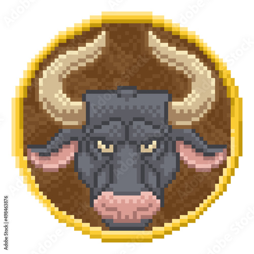Zodiac Horoscope Astrology Taurus Pixel Art Sign