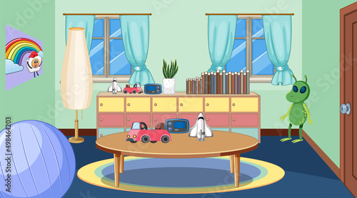 Empty room with toys and table