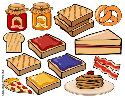Food set with bread and jam