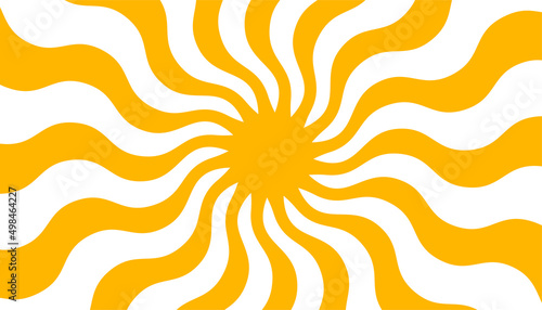 Retro banner with sun and rays in style of 70s