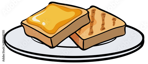Two toasted bread on the plate