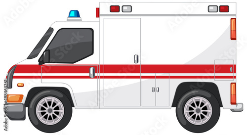 Emergency ambulance on white background