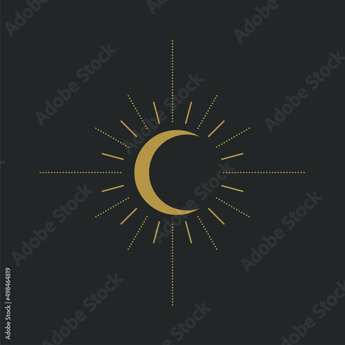 Crescent contour icon for tattoo photo