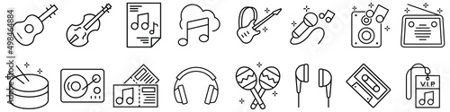 Music icon vector set. musical instruments illustration sign collection. sound symbols.
