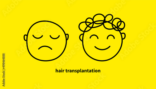 Hair transplantation, doodle icon