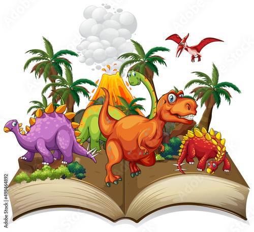 Book of dinosaur in the forest