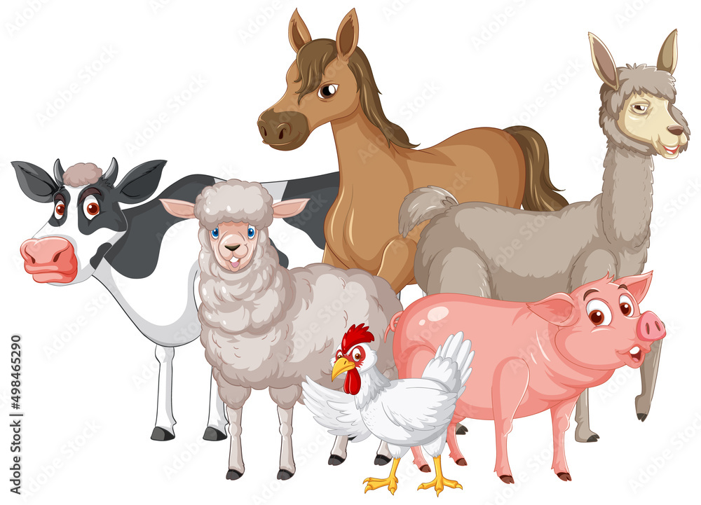Many happy animals standing Many happy animals standing