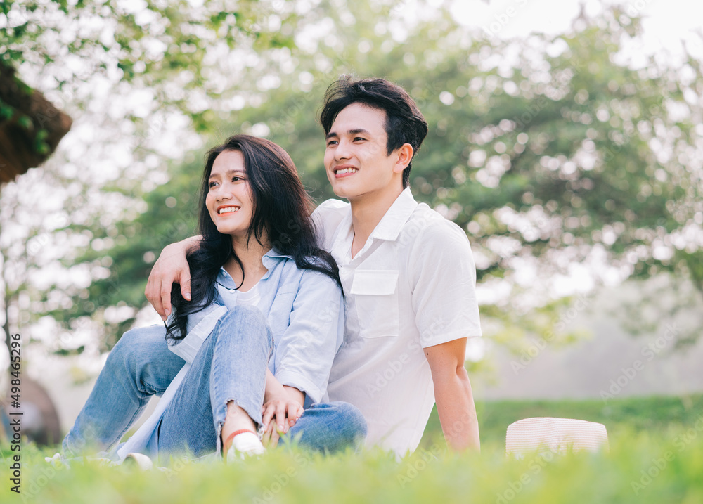 Portrait of young Asian couple outside Portrait of young Asian couple outside