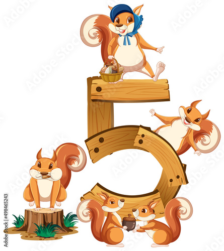 Five squirrel attached to number five