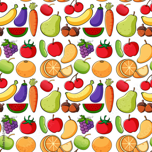 Seamless background design with fruits and vegetables