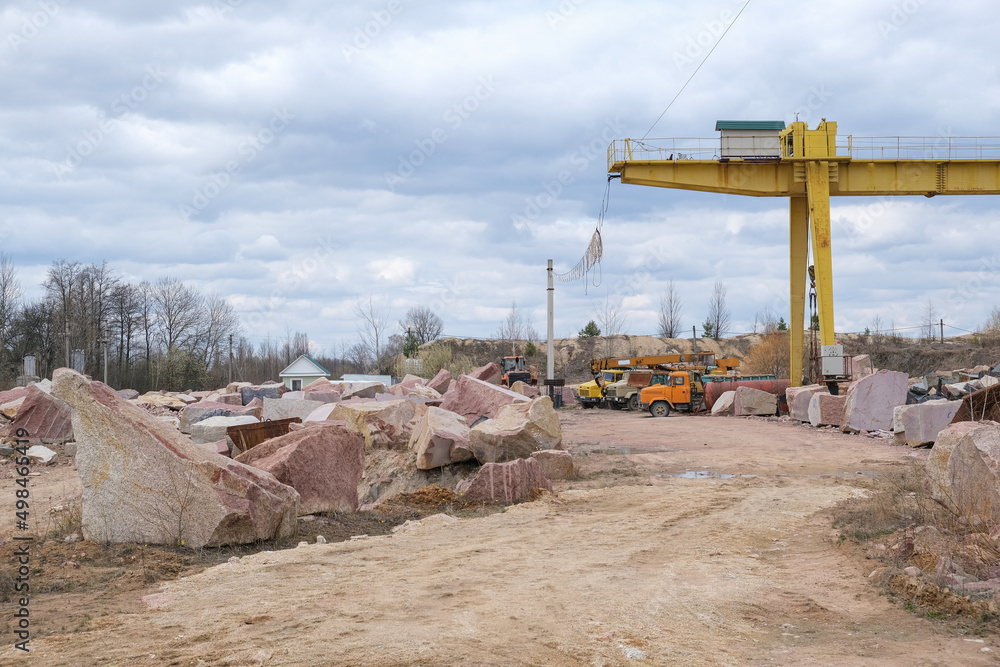 Fototapeta premium Quarry with mining and stone production.