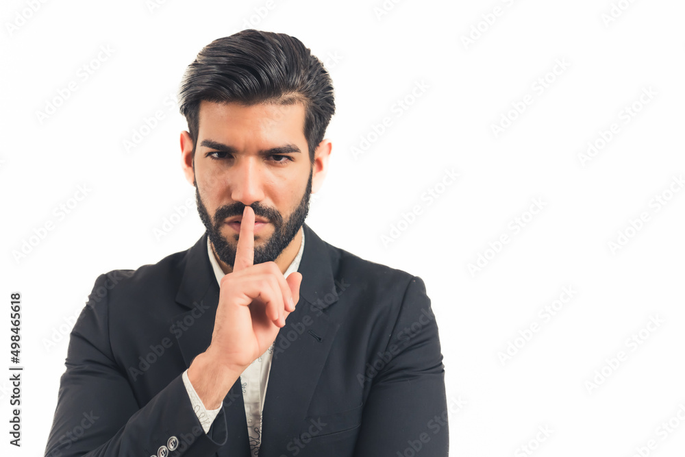 keep it a secret white background studio shot copy space medium closeup . High quality photo keep it a secret white background studio shot copy space medium closeup . High quality photo