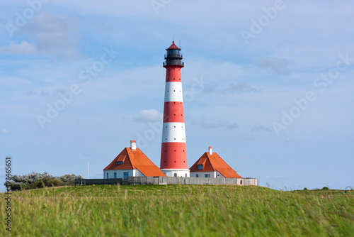 Westerheversand Lighthouse on Eiderstedt peninsula, Germany