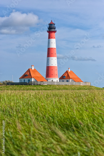 Westerheversand Lighthouse on Eiderstedt peninsula  Germany