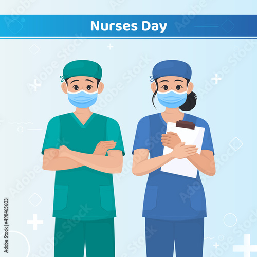 Nurses Day Cute Clipart Cartoon Health Hospital Character Drawing Illustration Vector