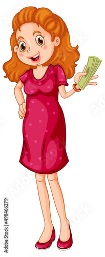 A woman holding cash money