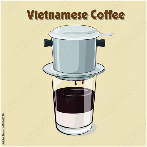 vietnamese coffee illustration, drip, caphe phin