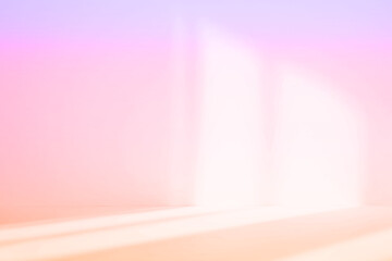 Abstract pink studio background for product presentation. Empty room with shadows of window. Display product with blurred backdrop.