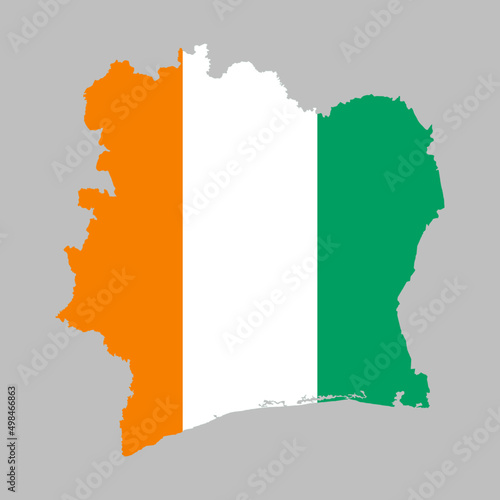 Ivory Coast flag inside the Ivory Coast map borders vector illustration