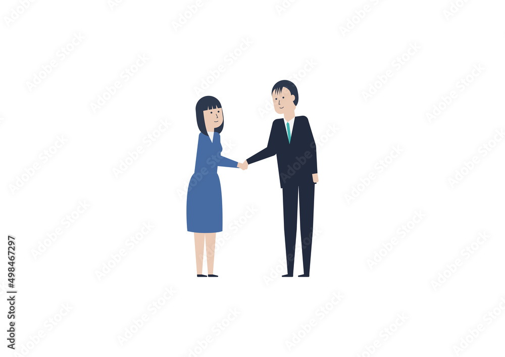 握手をするビジネスマンとビジネスウーマンのイラスト素材 Stock Vector Adobe Stock 握手をするビジネスマンとビジネスウーマンのイラスト素材 Stock Vector Adobe Stock