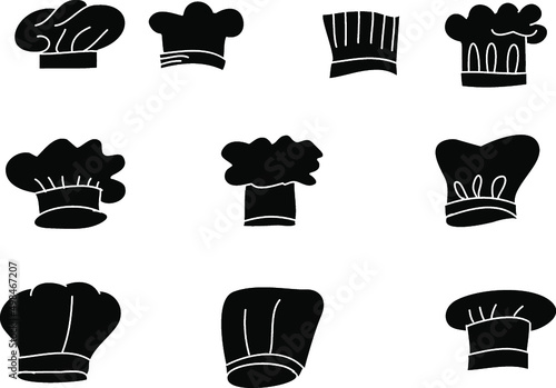 Hand drawn Hat chef isolate vector set