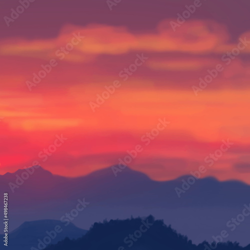 Landscape background. Abstract art template. Vector illustration.