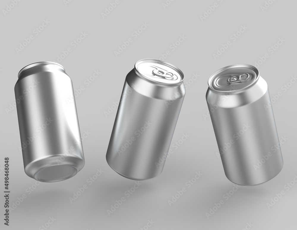 Blank 500 ml beer can isolated on gray background. Aluminum beer or soda can. Blank 500 ml beer can isolated on gray background. Aluminum beer or soda can.