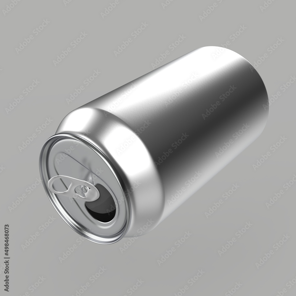 Blank 500 ml beer can isolated on gray background. Aluminum beer or soda can. Blank 500 ml beer can isolated on gray background. Aluminum beer or soda can.